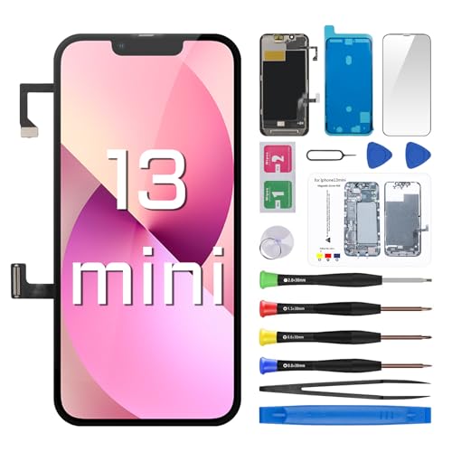 DGSCSMY for iPhone 13 Mini Screen Replacement 5.4" LCD Display Digitizer Front Speaker Proximity Sensor 3D Touch Full Assembly Repair Fix Tools Kit A2628 A2481 A2626 A2629 A2630