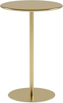 Round Bar Table for Narrow Space, Counter Bistro Pub Tables with Stable Base, Small Coffee Table, Circular Cocktail Dining Table for Home, Office and Kitchen, Gold48x48x56cm