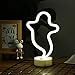 LUCUNSTAR Halloween Ghost Neon Signs LED Neon Night Light with Base Holder Table Decor for Kids Room Halloween Party Decorations(White Ghost)