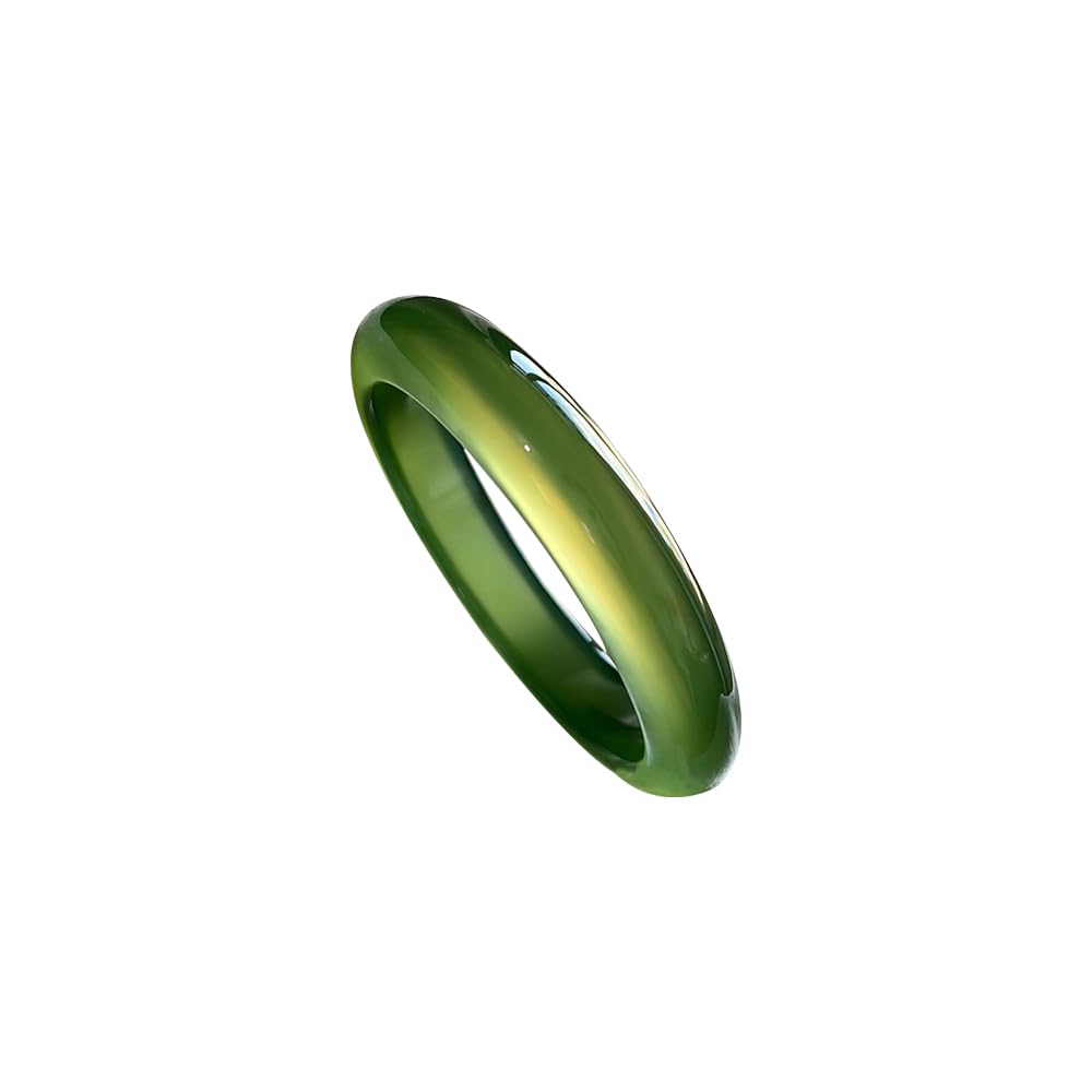 SnamicE Natural Ice Jade Bangle Bracelet for Women Green Chalcedony Bangle Bracelet Good Luck Bangle Wealth Jade Bracelet Round Jade Stone Bangle for Woman Birthday Wedding,