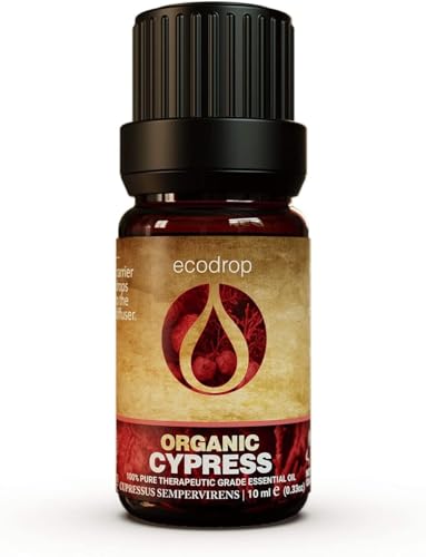 Ecodrop Pure Cypress Essential Oil - 10ml | 100% Natural Italian Cupressus Sempervirens Oil | Organic Aromatherapy Diffuser & Massage Oil for Calm, Emotional Well-Being & Skin Health