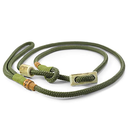 KENSONS for dogs Retrieverleine Elegant | robuste Hundeleine aus Tau mit integrierter Halsung | Ø8mm | Horn-Zugstopp