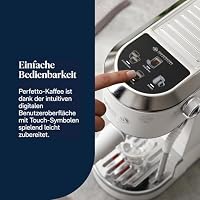 De'Longhi Dedica Duo - Perfetto Kompakte Siebträgermaschine Espressomaschine mit Soft-Touch-Icons, manuellem Milchaufschäumer für Espresso, Cappuccino und Cold Brew, 15cm breit, Weiß (EC890.WI) – Ansicht 3