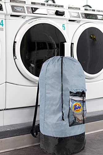 Laundry Bag Backpack With Shoulder Straps And Mesh Pocket Clothes Hamper Bag With Drawstring Closure For College, Travel, Laundromat, Apartment (Smoky) #TOP6