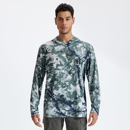 LOOGU Men's Hunting Camo Shirt Lightweight, Camouflage Shirts Long Sleeve Shirt with Hood for Fishing Hiking Camping - image 2