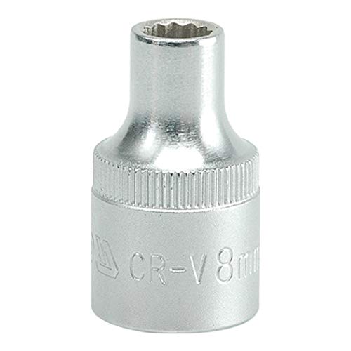 Image of Yato YT-1270 Bihexagonal Socket of Size 8mm & Length 38mm Suitable for 1 /2 inch drive Socket Wrench Set |DIN3121 CrV Chromium Satin Plated Steel|Socket Tool Box|Use: Mechanical Tools|Industrial tool