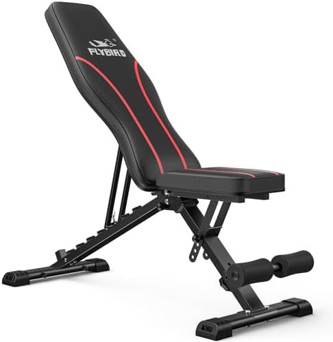 Bild 9 - FLYBIRD Multifunktionale Hantelbank, 8-Fach Verstellbare Rückenlehne/3-Fach Verstellbare Fußstütze, 318kg Belastbarkeit, Klappbare Trainingsbank mit 90° für das Heim-Fitnessstudio