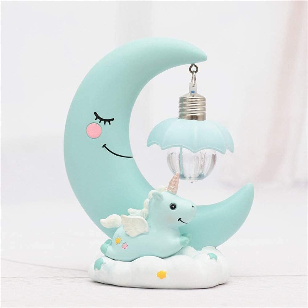 Unicorn Moon Night Light, LED Night Light Cartoon Nursery Lamp for Decorating Birthdays, Christmas, and Other Parties, Best Gift for Children Kid Girl (Pink，Blue）
