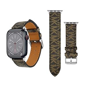 Compatible with Apple Watch Band 49mm 45mm 44mm 42mm 41mm 40mm 38mm for Women Men, Classic Designer Leather Replacement Strap for Apple iWatch Ultra/Ultra 2 Series SE SE2 9/8/7/6/5/4/3/2/1