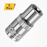 QUARKZMAN Zestaw bitów 1/4" x E8 Torx, 2 sztuki, zestaw nakrętek Torx, sześciokątne nasadki do kluczy nasadowych, napęd, nasadki głębokie, gwiazdy, do naprawy samochodu, konserwacji domu, rękodzieło