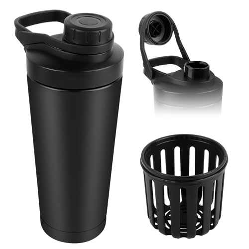 QOUBNIC Shaker Proteine, Protein Shaker Inox 750ml Bouteille shaker de Protéines, Shaker à Protéines pour Sport et Fitness