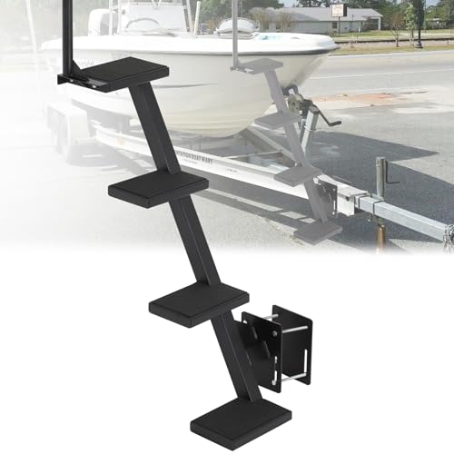 Eastrexon Boat Trailer Steps 4 Step with Anti-Slip Mat & Safety Handrail