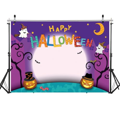 WOLADA 7x5ft Cartoon Halloween Photo Backdrop Pumpkin Moon Photography Backdrops Happy Halloween Party Vinyl Photography Background for Studio Prop 11131 by WOLADA - Image 2