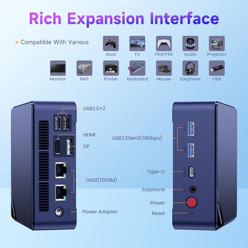 Image of Mini PC,Intel 12th Alder Lake N100 Mini Computer,16GB RAM 512GB SSD,Triple 4K Display /2*USB 3.0 /Dual WiFi /Bluetooth /Full Function Type-C /Dual LAN /Support 64GB RAM and 2TB SSD Extensions