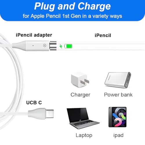 Image of Verilux 3.3 FT /1M C Type Charger Cable for iPad Pencil 1st Gen, Type C Male to Lighting Female for iPad 10 11 (A16), Support Bluetooth Pairing USB C Charger, Plug and Go with Light Indicator