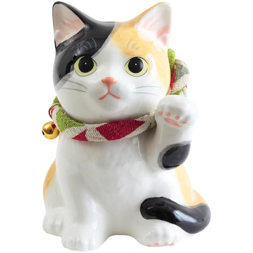 YOSHINOYA KYUBEI Lucky Cat Statue 4.0 in Good Luck Charm Japanese Decor Ceramic 7901-Z-US