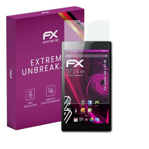 atFoliX Glasfolie kompatibel mit Lenovo Tab 2 A7-30 Panzerfolie, 9H Hybrid-Glass FX Schutzpanzer Folie