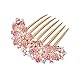 Damen Haarkamm mit eingelegten Blumen und Strasssteinen, Braut Haarschmuck Haare Seitenkamm für Mädchen Geschenk (Rosa)