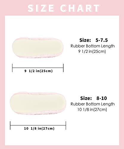 Image of DICUIRD Womens Cozy&Warm Soft Sole Slipper Socks with Grippers-Girls Teddy Fleece Indoor Slipper with Non-skid Bottoms