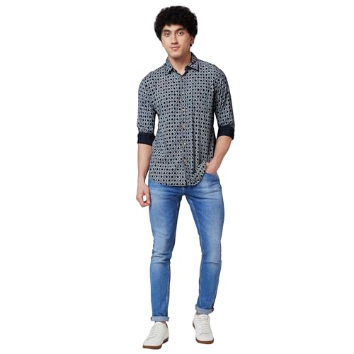 Image of Spykar Men's Regular Fit N /A Full Sleeve Printed Casual Shirts