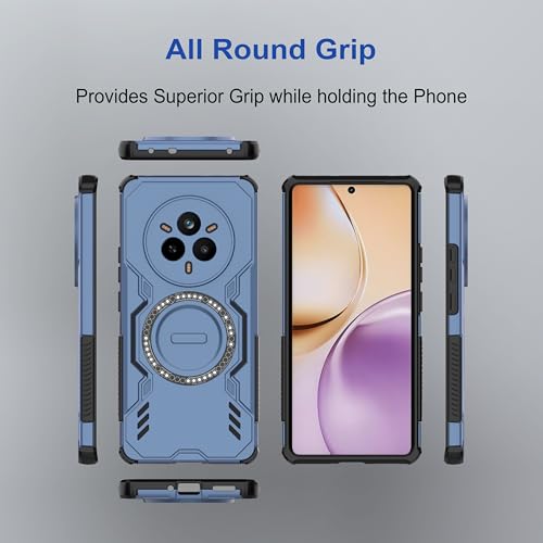 Image of amazon basics Back Case Cover for Realme 14 Pro 5G | MagSafe Case with Built-in Metal Ring | Supports MagSafe Charger, Wallet & Car Mount | Shockproof Hybrid PC + TPU | Blue