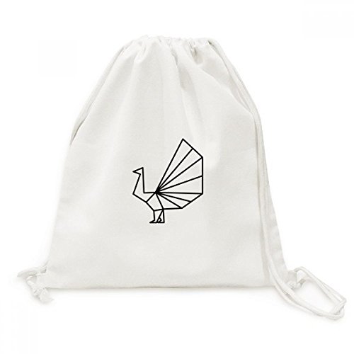 Sac cordon paon origami géométrique idéal pour vos sorties shopping et voyages