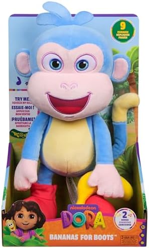 Dora Bananenfreund Boots - ca. 30 cm große, interaktive Plüschfigur zur beliebten TV-Serie mit 2 Liedern und 9 Sätzen, für fantasievolles Spielen, für Kinder ab 3 Jahren