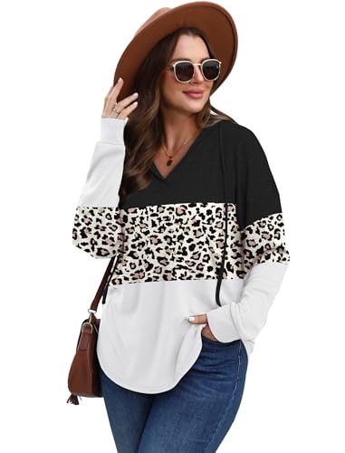 Image of Sampeel Hoodies for Women Trendy Fall Fashion 2025 V Neck Oversized Sweatshirt Plus Size Tops Clothes
