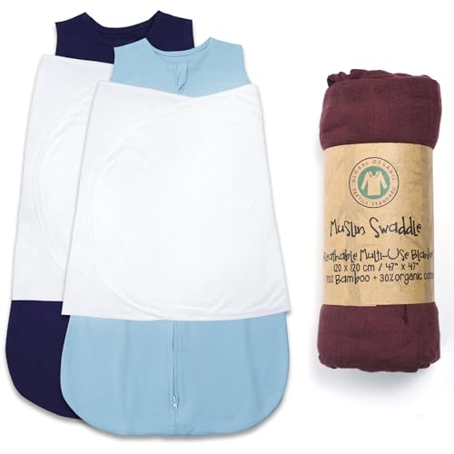 Image of Baby Sleep Sack Swaddle 3-Way Adjustable Wearable Blanket 100% Cotton.