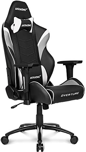 AKRACING Overture Gaming Chair, Desk Chair, White, High-Durability PU Leather, 180° Reclining, For Home, Remote Work