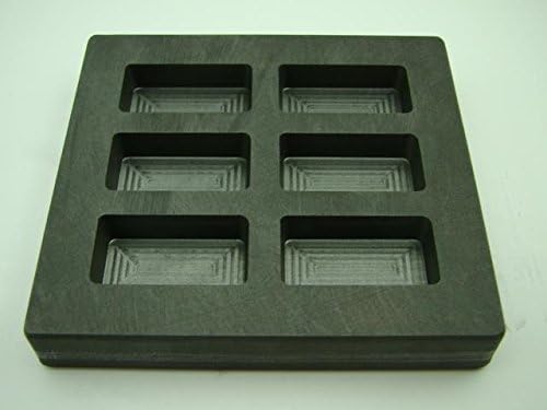 2 oz x 6 High Density Graphite Mold Gold Bar-1 oz Silver 6-Cavities Scrap Copper Made in The USA