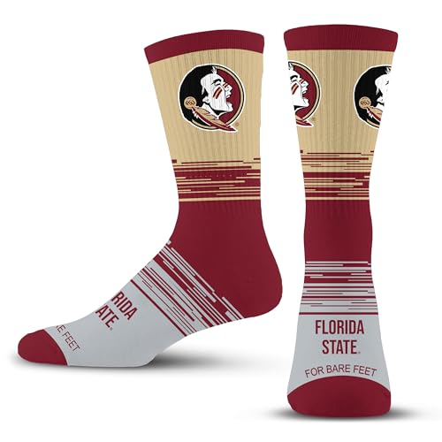 For Bare Feet NCAA FLORIDA STATE SEMINOLES Elevate Premium Dress Crew Sock Team Color Large
