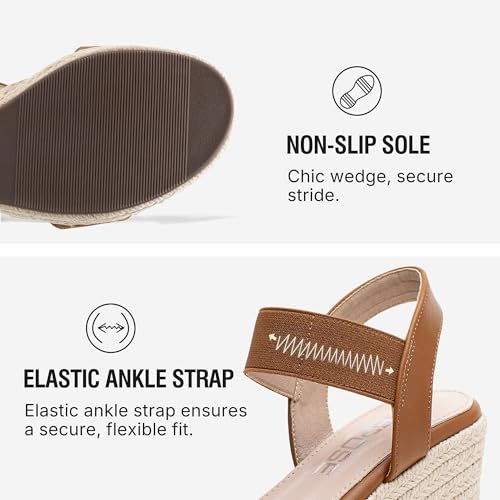Image of Vepose Women's Open Toe Espadrille Wedge Sandals with Ankle Strap 881