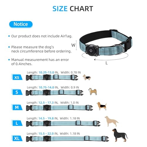 Image of Upgrade Dog Collar with AirTag Holder, IP68 Waterproof, Light Blue, M