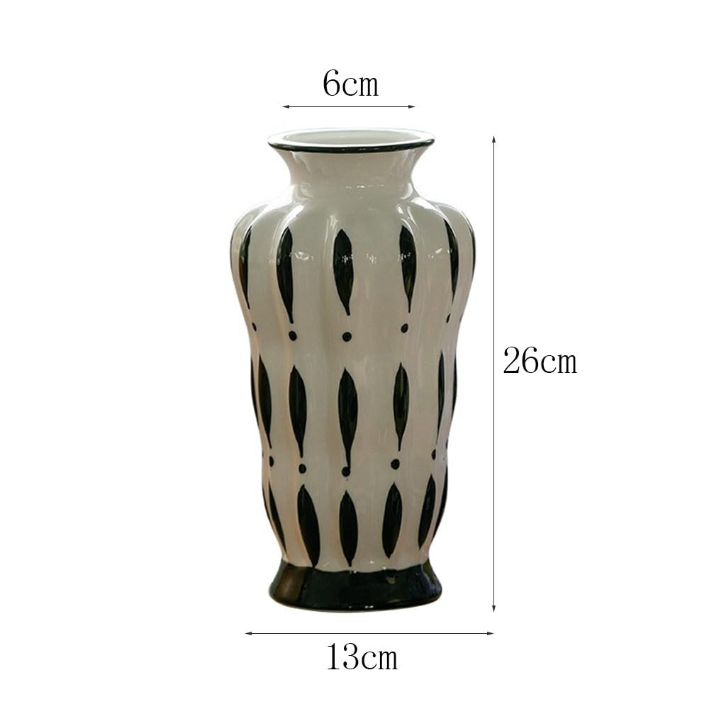 Nowoczesne Wazon ceramiczny w stylu vintage, ręcznie malowany, czarno-biały, do aranżacji kwiatów, hydroponiczny, dekoracja stołu domowego Element centralny