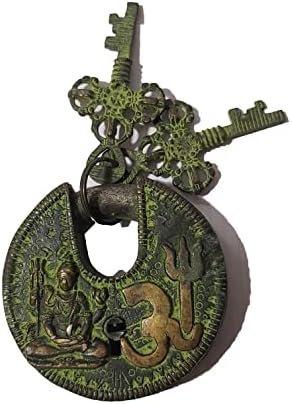 Brass Padlock - Lock with Keys - Working Functional - Brass Made Shiva om trishul Antique Padlock.