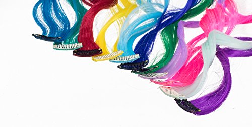 Swacc SWACC78 22 Pcs Colored Party Highlights Clip On In Hair Extensions Multi-Colors Hair Streak Synthetic Hairpieces thumb #1