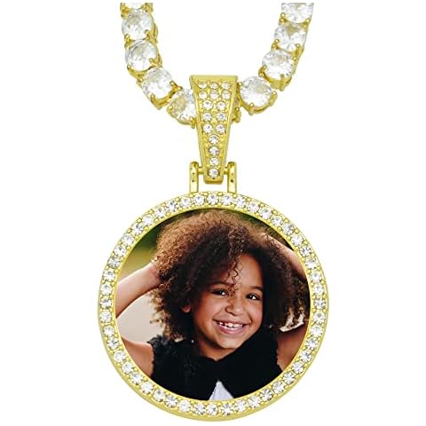ESSPOC Picture Necklace Personalized Custom Photo Necklace Picture Chains for Men Memorial Hip Hop Necklace Dog Tag Necklace Cover