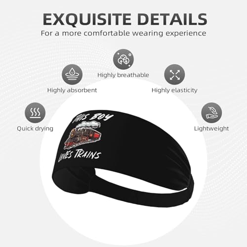 This Boy Loves Trains Headbands Sports Sweatbands Non-Slip Sports Running Quick Drying Headband64