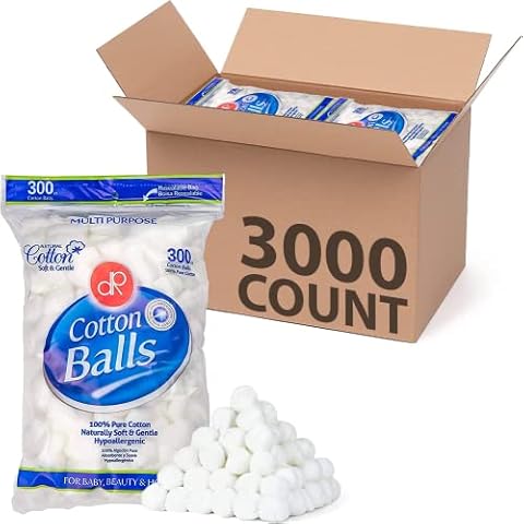 DecorRack 3000 Mini Cotton Balls Bulk Pack for Make-Up, Nail Polish Removal, Applying Oil Lotion or Powder, Multi-Purpose Balls Made from 100% Natural Cotton, Soft and Absorbent (3000 Count) Cover