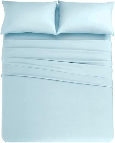 Vista 18 de QINU KEONU Juego de sábanas de microfibra cepillada de 4 piezas, tamaño matrimonial, de 1500 hilos, suave y refrescante, para hotel, color café