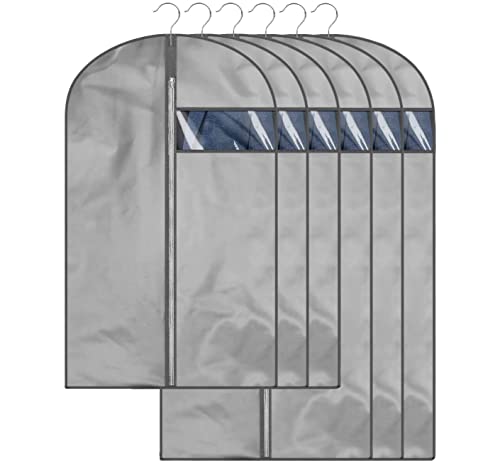 ADB Premium Kleidersack 6 Stück Grau (3M 60x100cm + 3L 60x120cm) Kleiderhülle Anzughülle - Langzeitaufbewahrung Von Jacke Mantel Kleider Anzug Schutz Vor Staub Schaden Cover