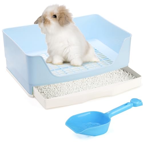 Yesland Large Rabbit Litter Box, Corner Toilet Box Bunny Litter Box Pet Potty Trainer with Drawer, Larger Plastic Pet Pan for Adult Bunny, Guinea Pigs, Ferret, Galesaur, Small Animals, Blue - image 8