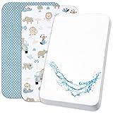 Lovely Hippo Sábanas 80 x 160 cm + Protector de Colchón Impermeable Compatible Con Cama Cabaña (Safari Azul)