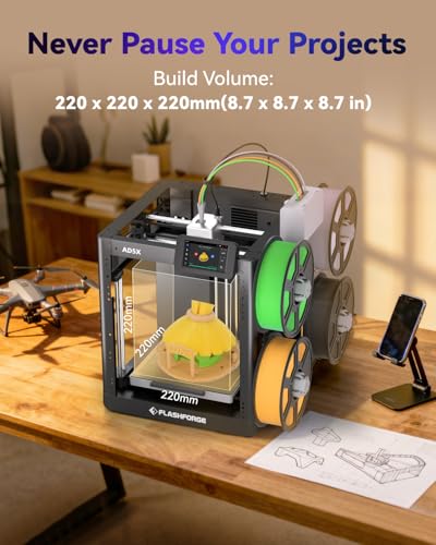 FLASHFORGE AD5X Multi-Color 3D Printer with IFS,Fully Auto Leveling FDM 3D Printer with Max 600mm/s High Speed Printing and Max 300°C Nozzle,Large Printing Size 220 * 220 * 220mm - Thumbnail 7