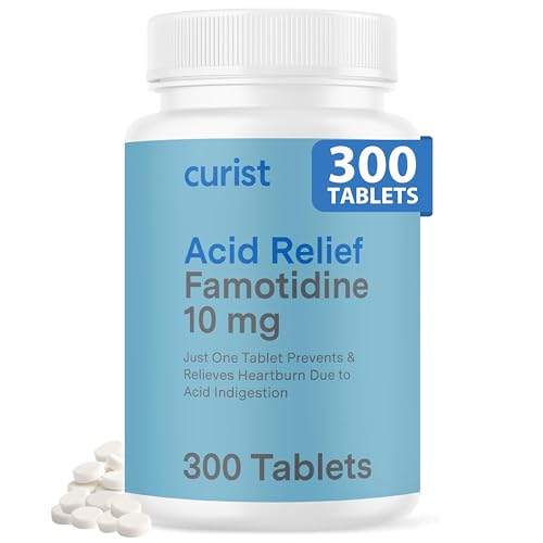 Curist Famotidine 10mg Bulk Pack (300 Count Tablets) Acid Reflux Medicine for Heartburn Relief - OTC Maximum Strength Stomach Acid Reducer - Anti Acid Relief Tablets for Indigestion Heartburn Relief