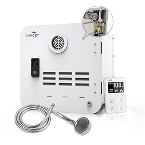 RV Tankless Water Heater, 18×18 inches, 65,000 BTU, 3.9GPM High Efficiency On Demand RV Water Heater with Double Water Outlet, 12V High Altitude Available Instant Hot Water Heater for RV Camper