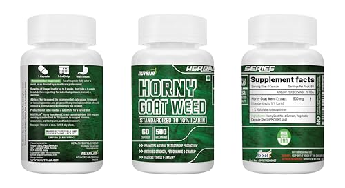 Image of NutriJa Horny Goat Weed Extract 500mg - 60 Veg Capsules | Standardized to 10% Icariin | Supports Natural Vitality, Strength & Stamina | High Potency Herbal Supplement