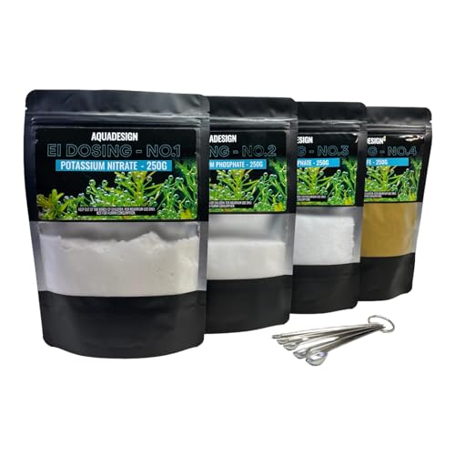 AquaDesign EI Dosing Set Aquarium Plant Fertiliser 250g x4 Kit inc Spoons (Estimative Index)