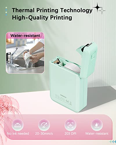 Yvf D110 Bluetooth Label Maker Machine, Portable Label Maker With Multiple Templates & Fonts, Includes 1/2" Label Tape, Mini Label Printer For Home, School & Office Organization, Rechargeable, Green #TOP3